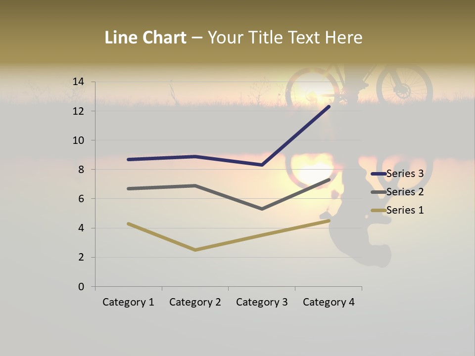 Mountain Biker Girl Silhouette In Sunrise PowerPoint Template