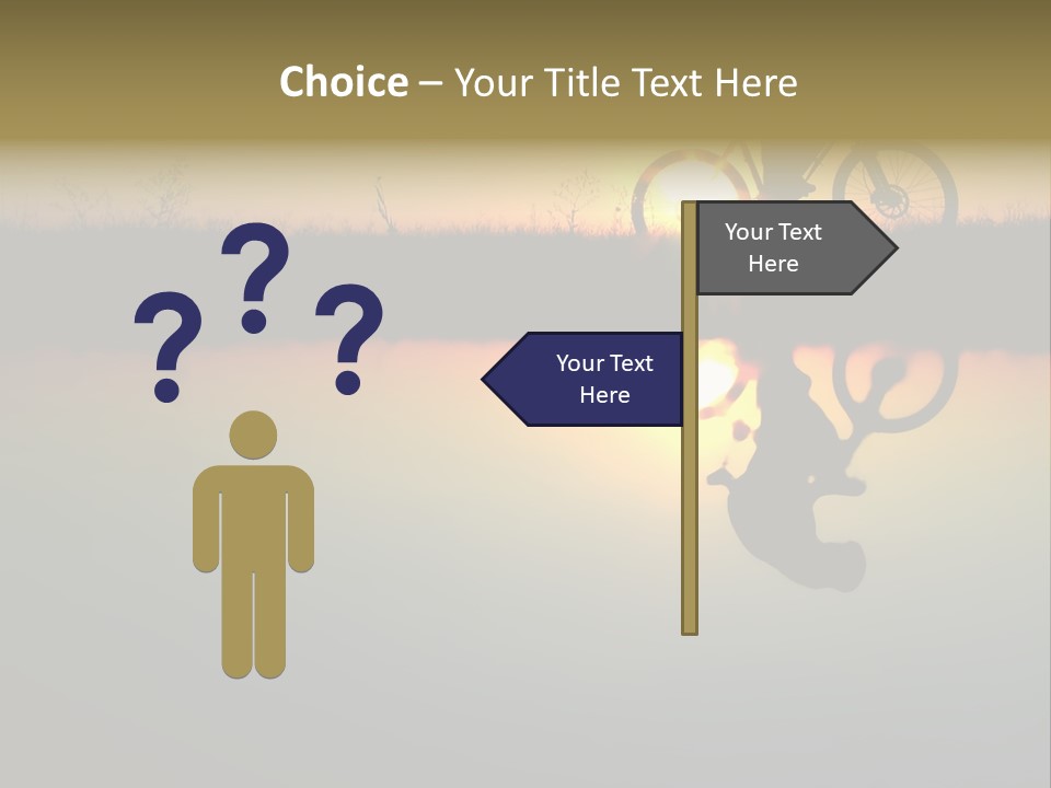 Mountain Biker Girl Silhouette In Sunrise PowerPoint Template