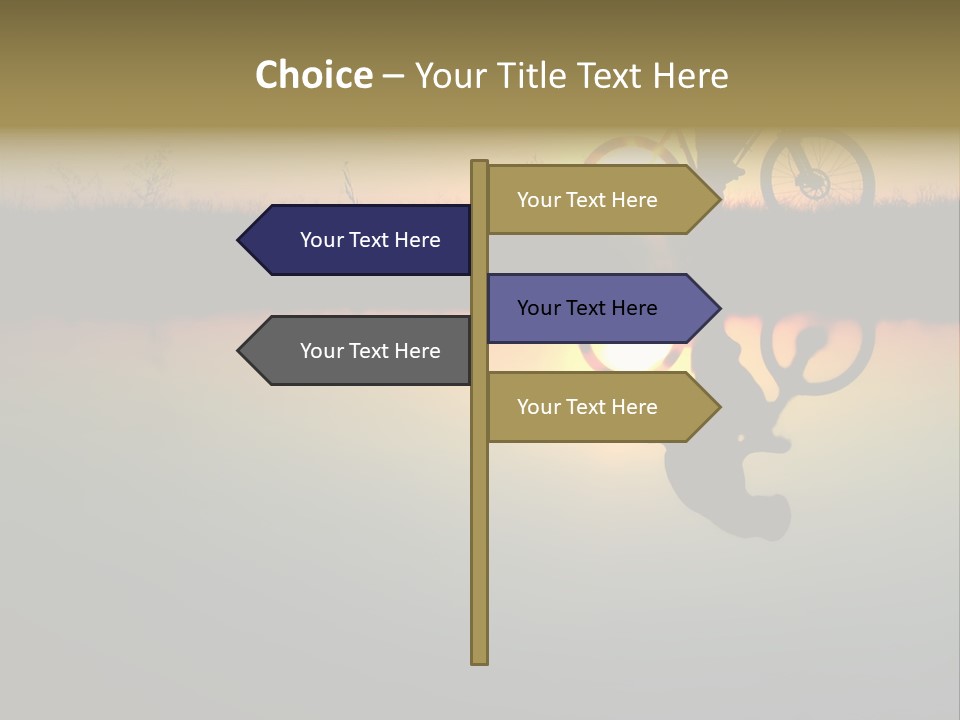 Mountain Biker Girl Silhouette In Sunrise PowerPoint Template