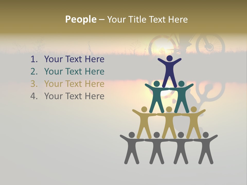 Mountain Biker Girl Silhouette In Sunrise PowerPoint Template