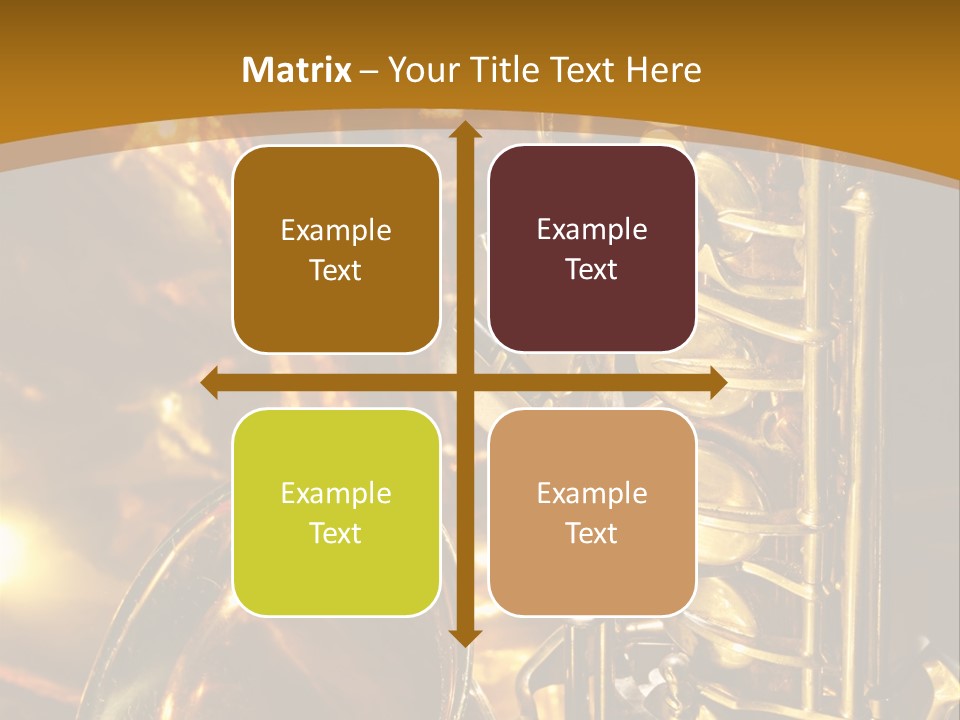 Warm And Golden Lite Saxophone Against Reflective Background With Copy Space PowerPoint Template
