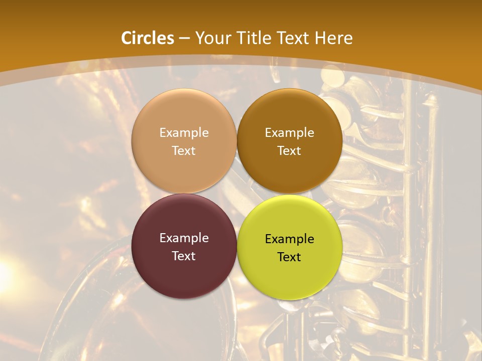 Warm And Golden Lite Saxophone Against Reflective Background With Copy Space PowerPoint Template
