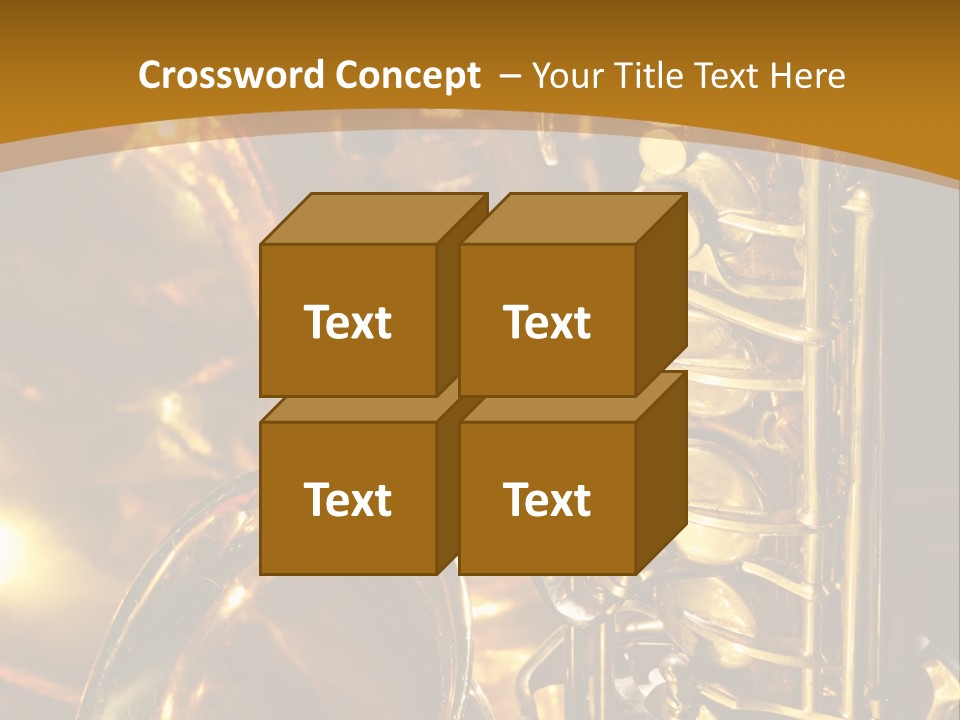 Warm And Golden Lite Saxophone Against Reflective Background With Copy Space PowerPoint Template