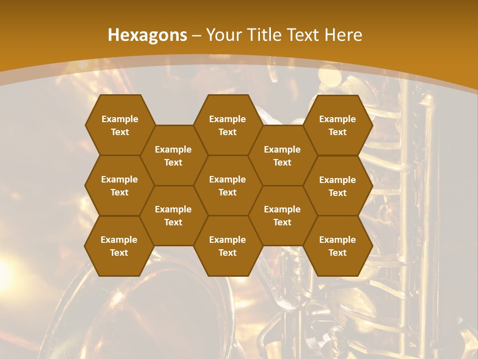 Warm And Golden Lite Saxophone Against Reflective Background With Copy Space PowerPoint Template