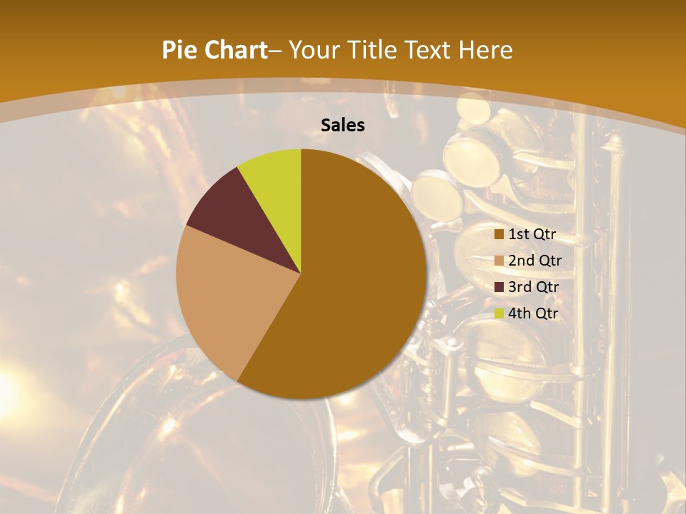 Warm And Golden Lite Saxophone Against Reflective Background With Copy Space PowerPoint Template