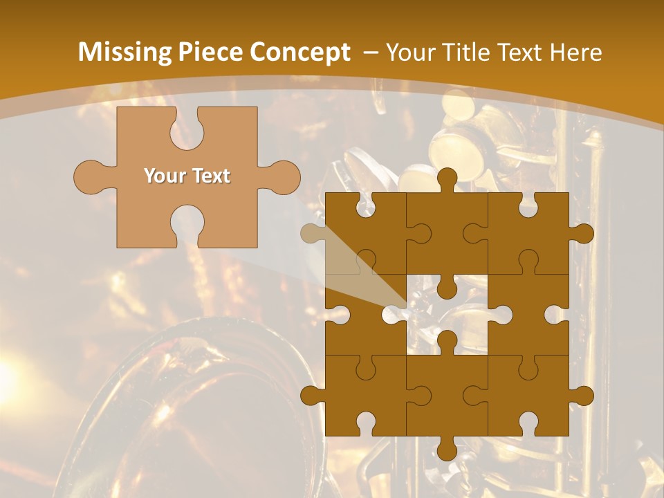 Warm And Golden Lite Saxophone Against Reflective Background With Copy Space PowerPoint Template