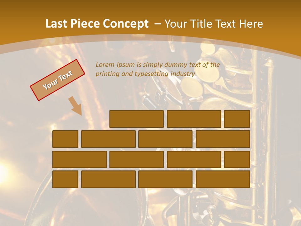 Warm And Golden Lite Saxophone Against Reflective Background With Copy Space PowerPoint Template