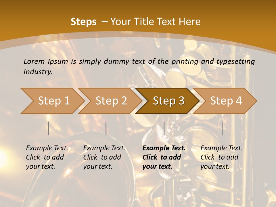 Warm And Golden Lite Saxophone Against Reflective Background With Copy Space PowerPoint Template