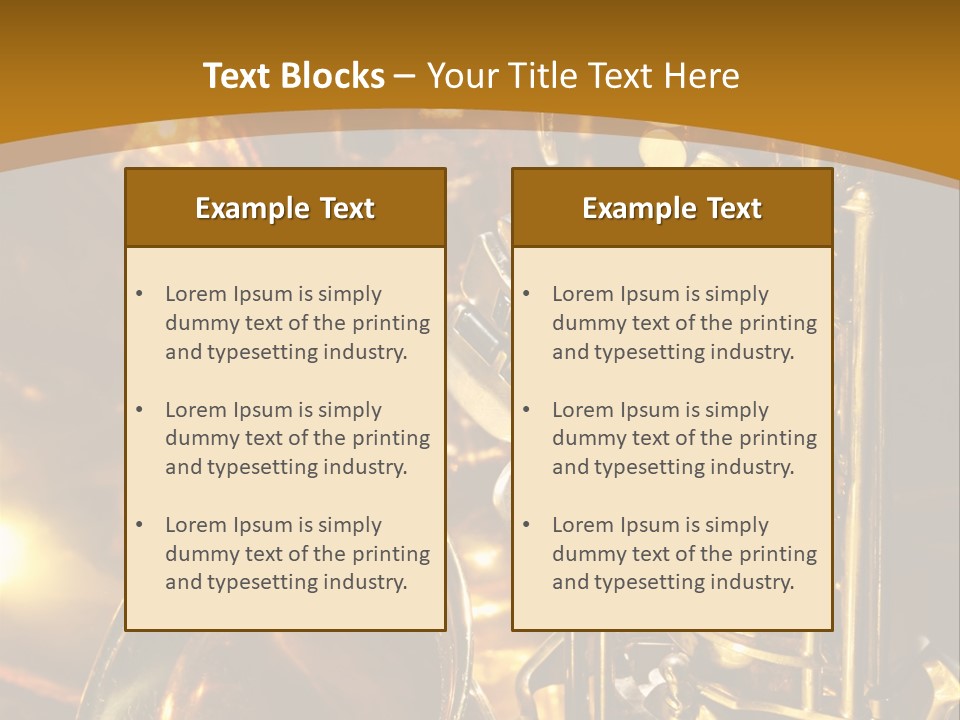 Warm And Golden Lite Saxophone Against Reflective Background With Copy Space PowerPoint Template