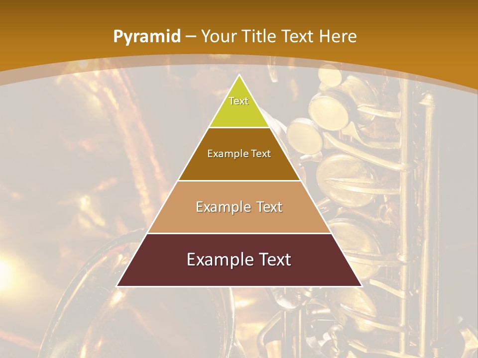 Warm And Golden Lite Saxophone Against Reflective Background With Copy Space PowerPoint Template