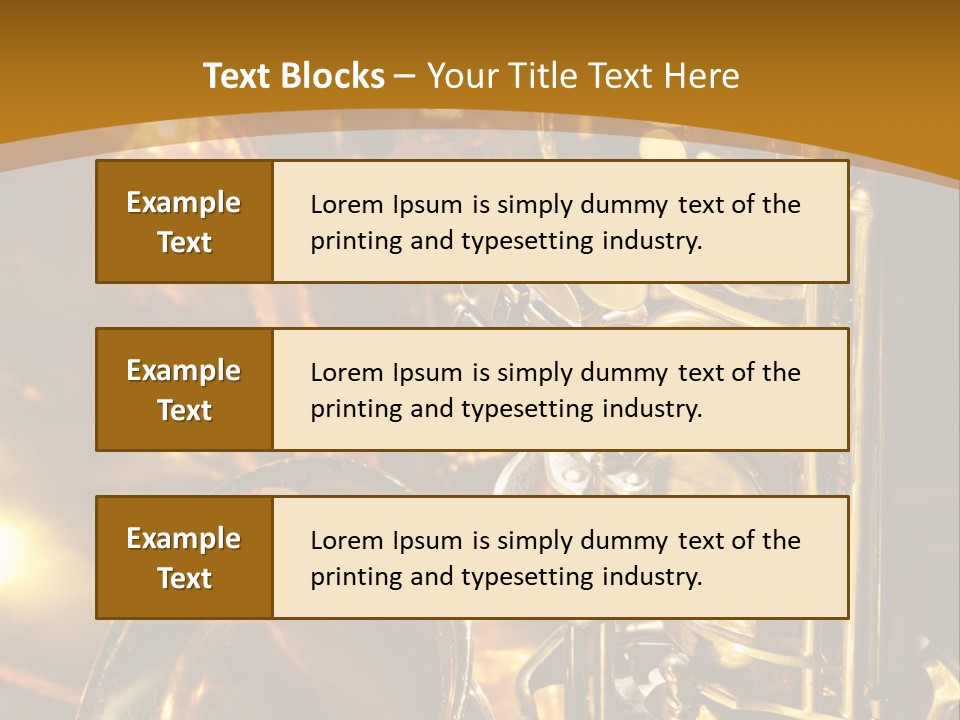 Warm And Golden Lite Saxophone Against Reflective Background With Copy Space PowerPoint Template