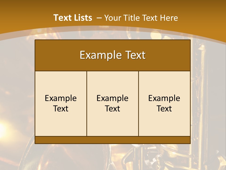 Warm And Golden Lite Saxophone Against Reflective Background With Copy Space PowerPoint Template