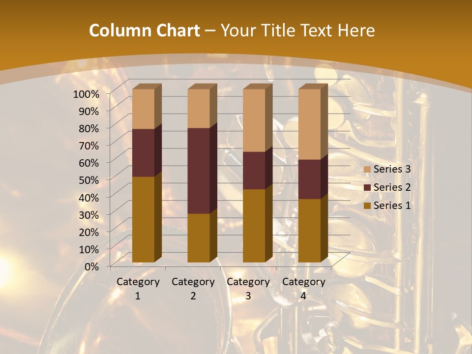 Warm And Golden Lite Saxophone Against Reflective Background With Copy Space PowerPoint Template