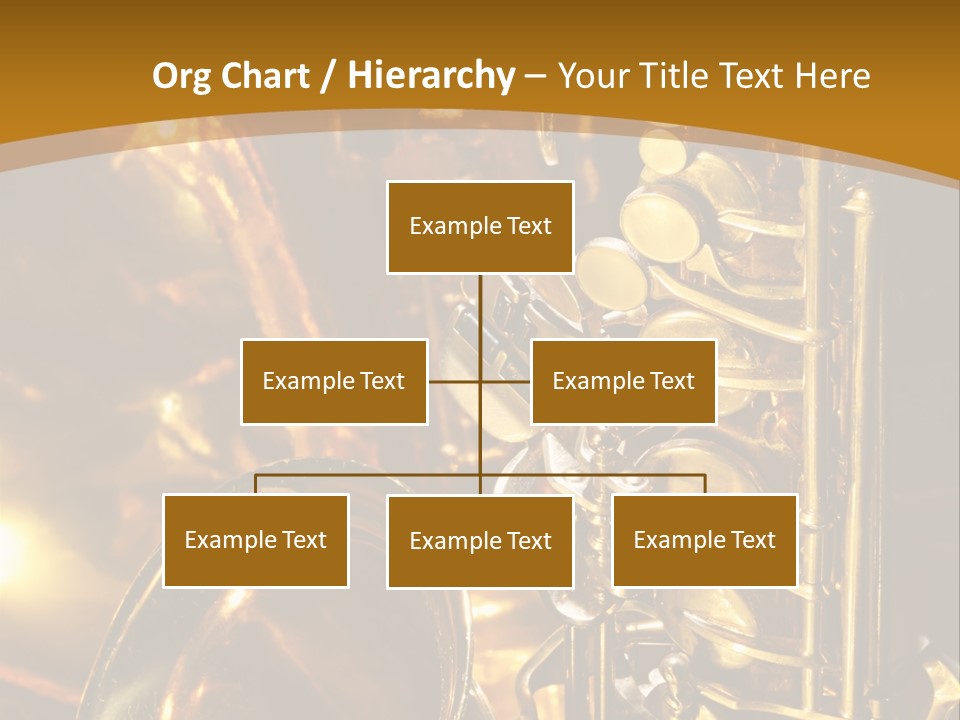 Warm And Golden Lite Saxophone Against Reflective Background With Copy Space PowerPoint Template