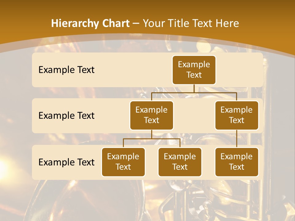 Warm And Golden Lite Saxophone Against Reflective Background With Copy Space PowerPoint Template