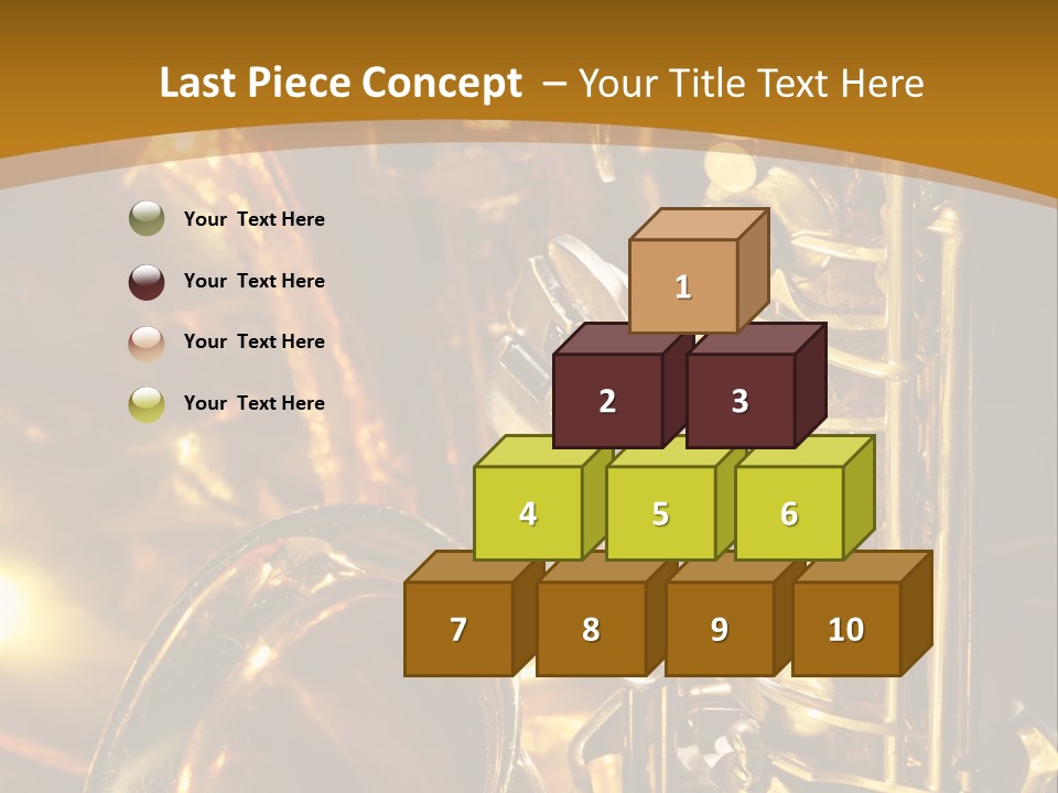 Warm And Golden Lite Saxophone Against Reflective Background With Copy Space PowerPoint Template