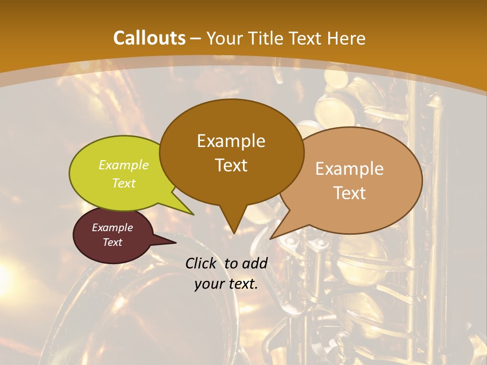 Warm And Golden Lite Saxophone Against Reflective Background With Copy Space PowerPoint Template