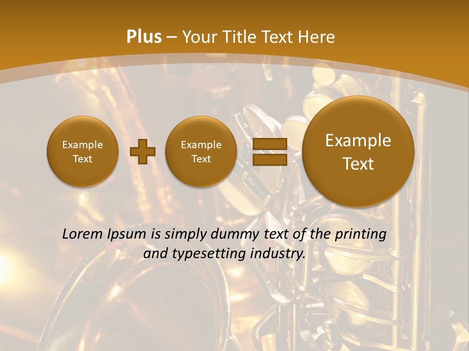 Warm And Golden Lite Saxophone Against Reflective Background With Copy Space PowerPoint Template