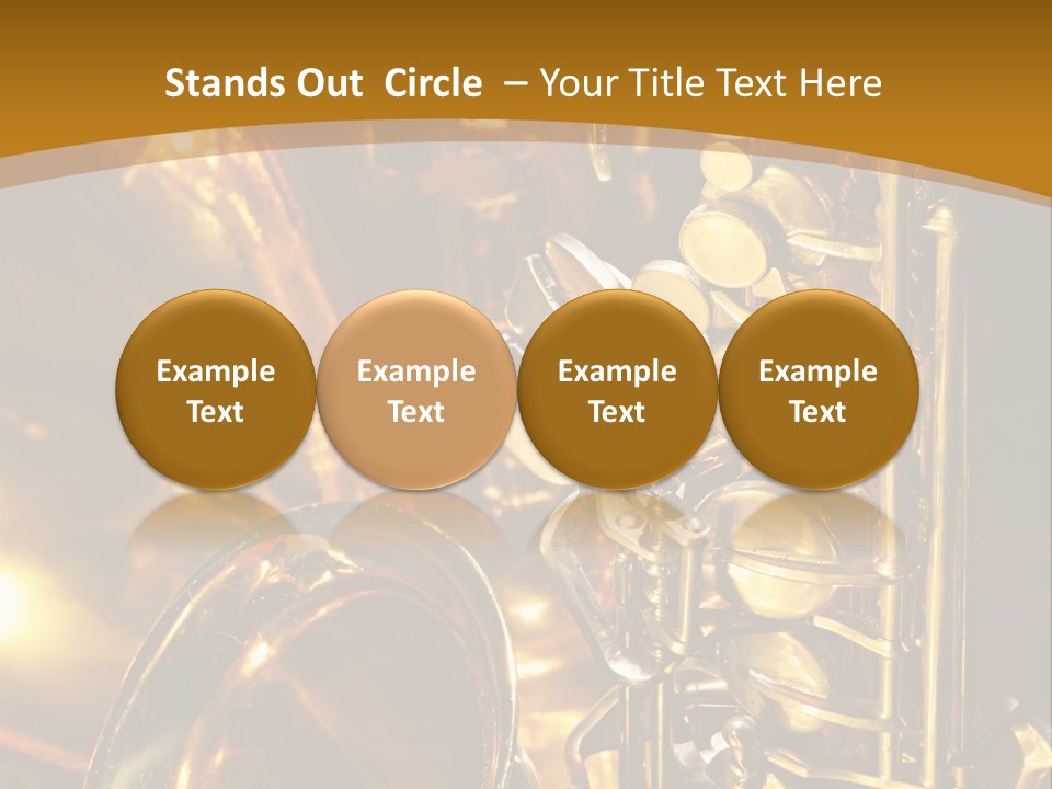 Warm And Golden Lite Saxophone Against Reflective Background With Copy Space PowerPoint Template