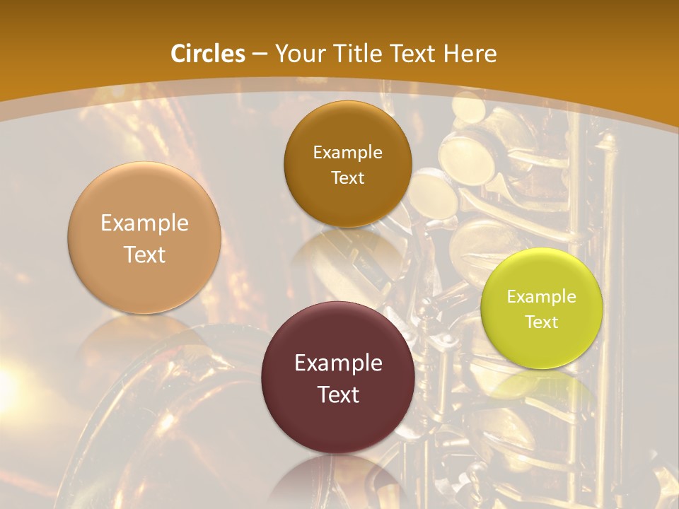 Warm And Golden Lite Saxophone Against Reflective Background With Copy Space PowerPoint Template