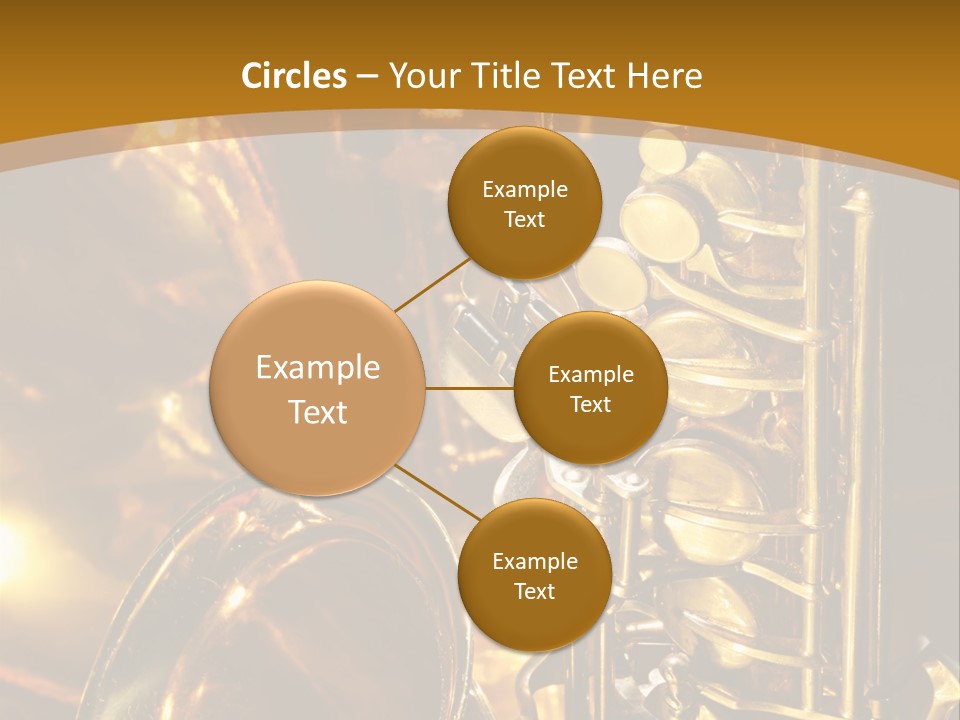 Warm And Golden Lite Saxophone Against Reflective Background With Copy Space PowerPoint Template