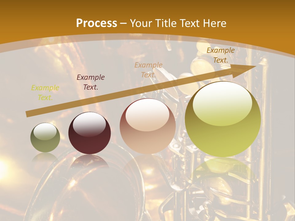 Warm And Golden Lite Saxophone Against Reflective Background With Copy Space PowerPoint Template