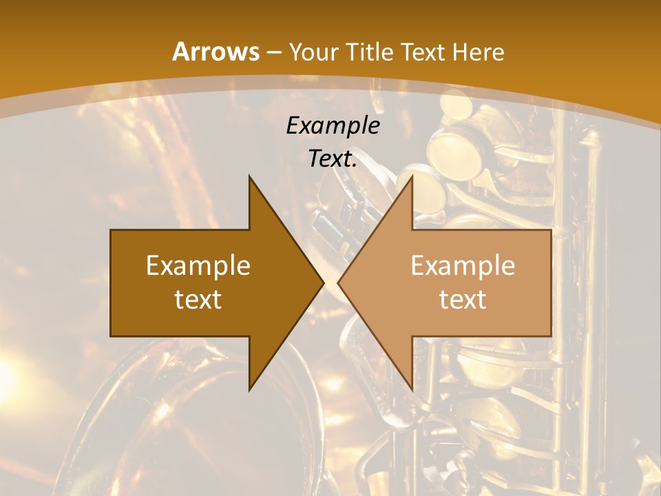 Warm And Golden Lite Saxophone Against Reflective Background With Copy Space PowerPoint Template