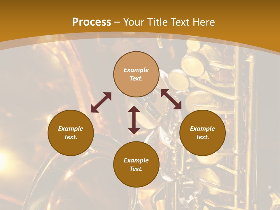 Warm And Golden Lite Saxophone Against Reflective Background With Copy Space PowerPoint Template
