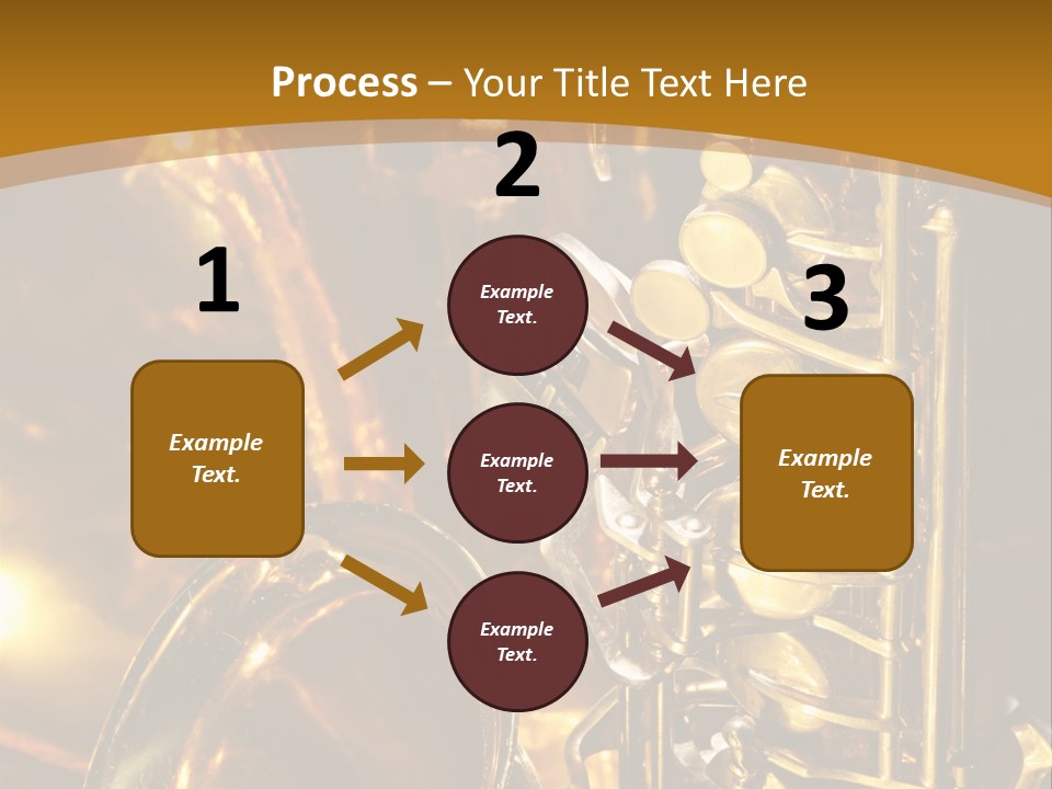 Warm And Golden Lite Saxophone Against Reflective Background With Copy Space PowerPoint Template