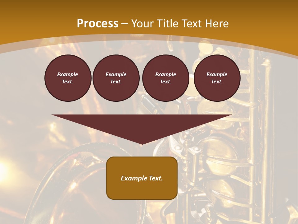 Warm And Golden Lite Saxophone Against Reflective Background With Copy Space PowerPoint Template
