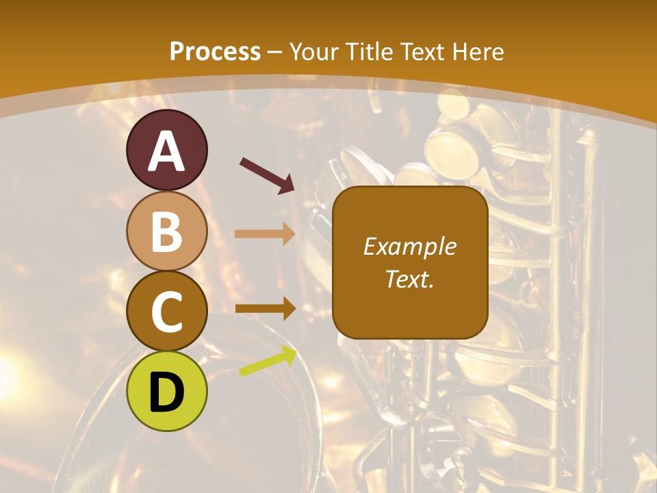 Warm And Golden Lite Saxophone Against Reflective Background With Copy Space PowerPoint Template