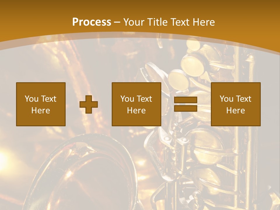 Warm And Golden Lite Saxophone Against Reflective Background With Copy Space PowerPoint Template