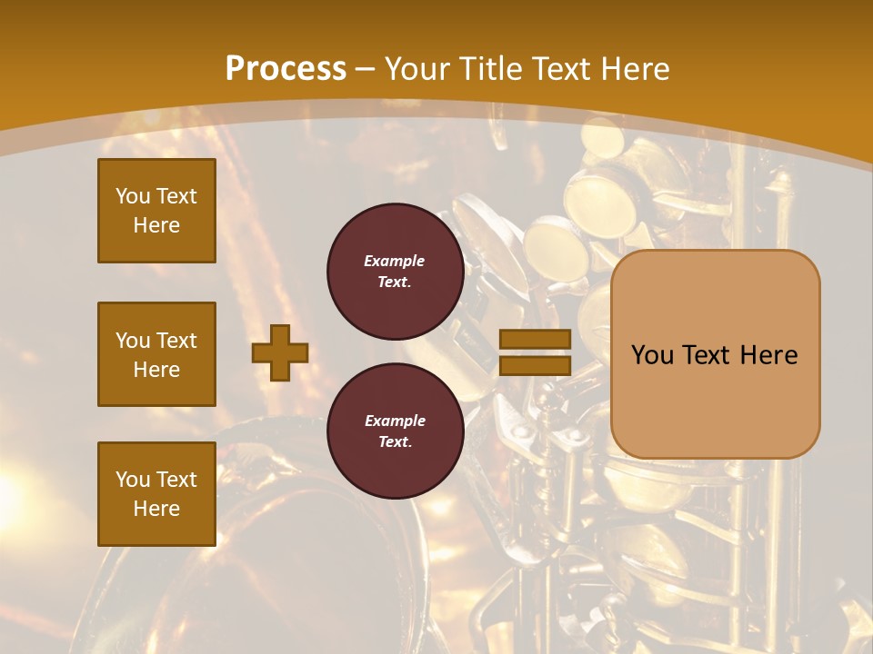 Warm And Golden Lite Saxophone Against Reflective Background With Copy Space PowerPoint Template