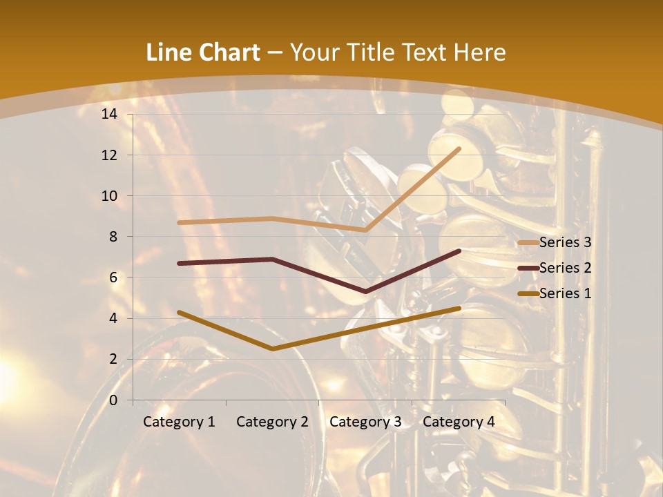 Warm And Golden Lite Saxophone Against Reflective Background With Copy Space PowerPoint Template