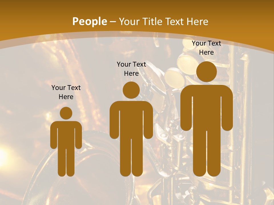 Warm And Golden Lite Saxophone Against Reflective Background With Copy Space PowerPoint Template