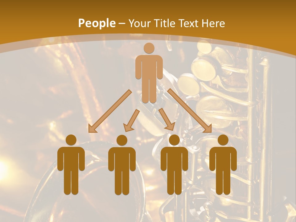 Warm And Golden Lite Saxophone Against Reflective Background With Copy Space PowerPoint Template