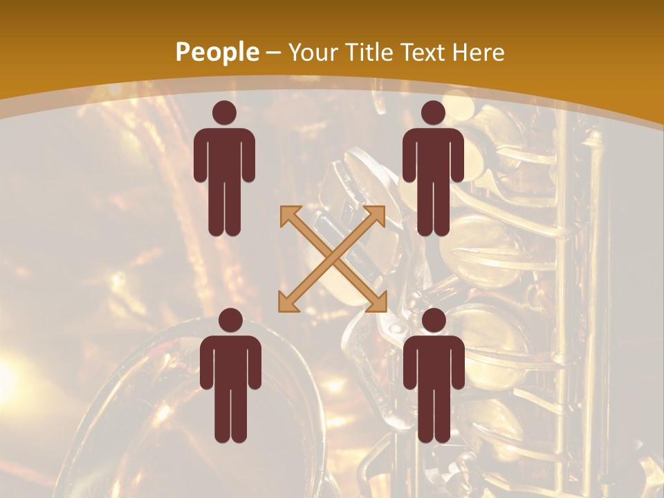 Warm And Golden Lite Saxophone Against Reflective Background With Copy Space PowerPoint Template