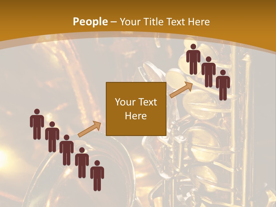 Warm And Golden Lite Saxophone Against Reflective Background With Copy Space PowerPoint Template