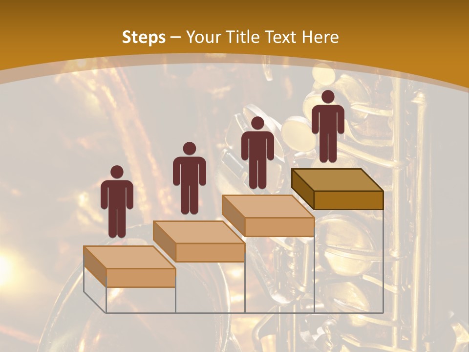 Warm And Golden Lite Saxophone Against Reflective Background With Copy Space PowerPoint Template