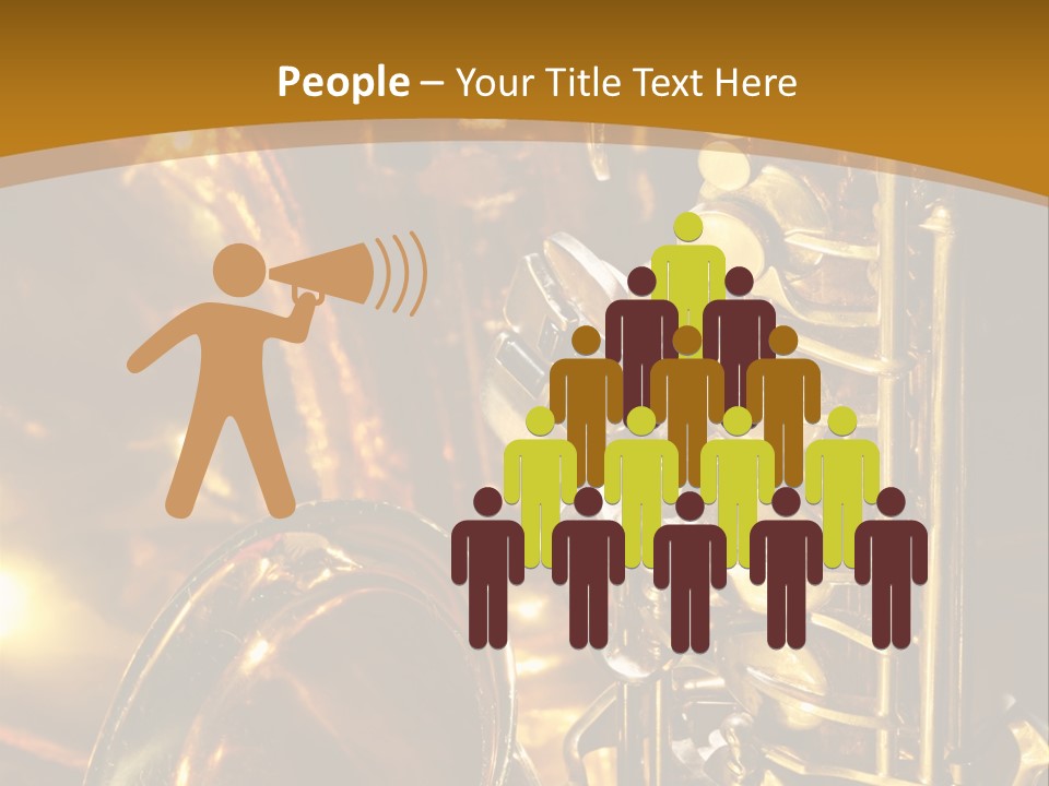 Warm And Golden Lite Saxophone Against Reflective Background With Copy Space PowerPoint Template