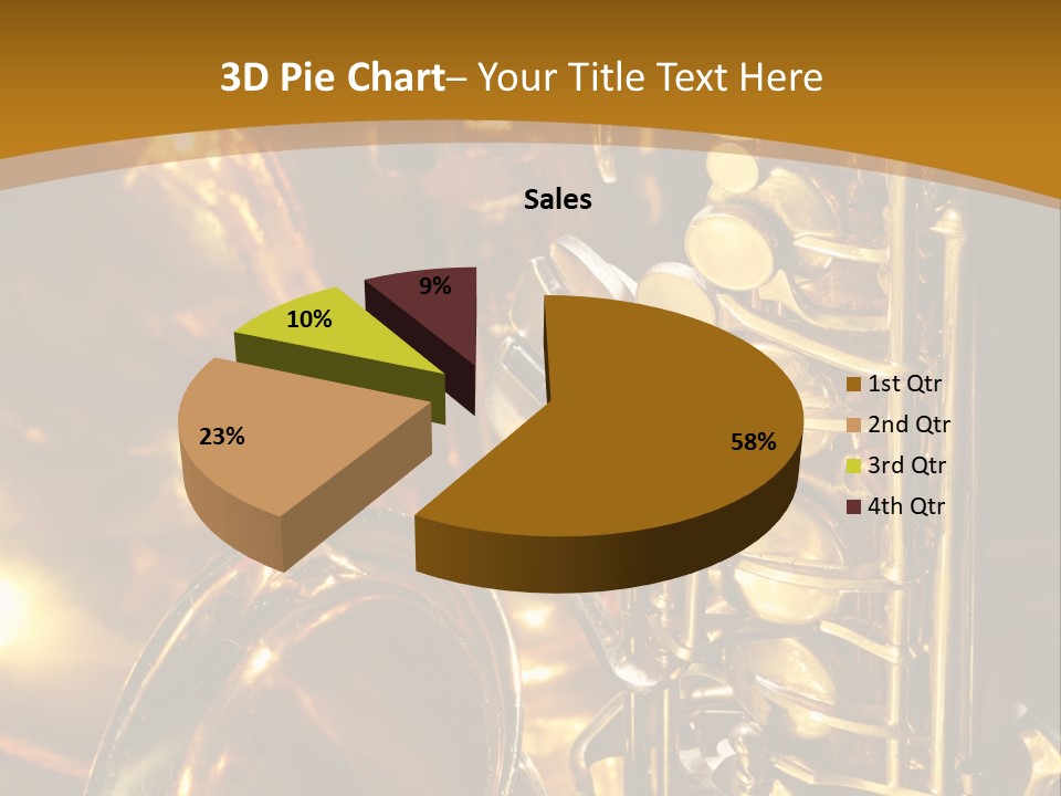 Warm And Golden Lite Saxophone Against Reflective Background With Copy Space PowerPoint Template