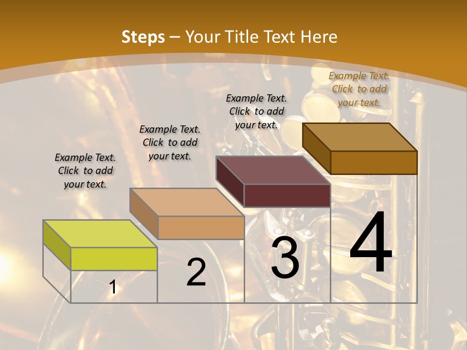 Warm And Golden Lite Saxophone Against Reflective Background With Copy Space PowerPoint Template