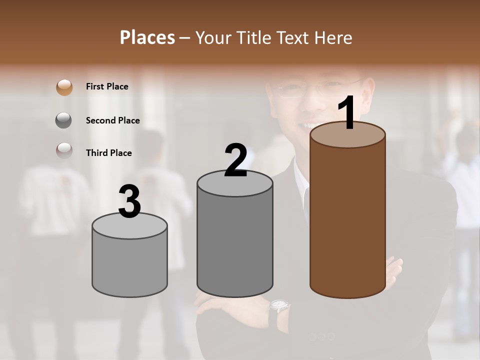 Good Looking Asian Business Man Standing With Arms Folded. PowerPoint Template