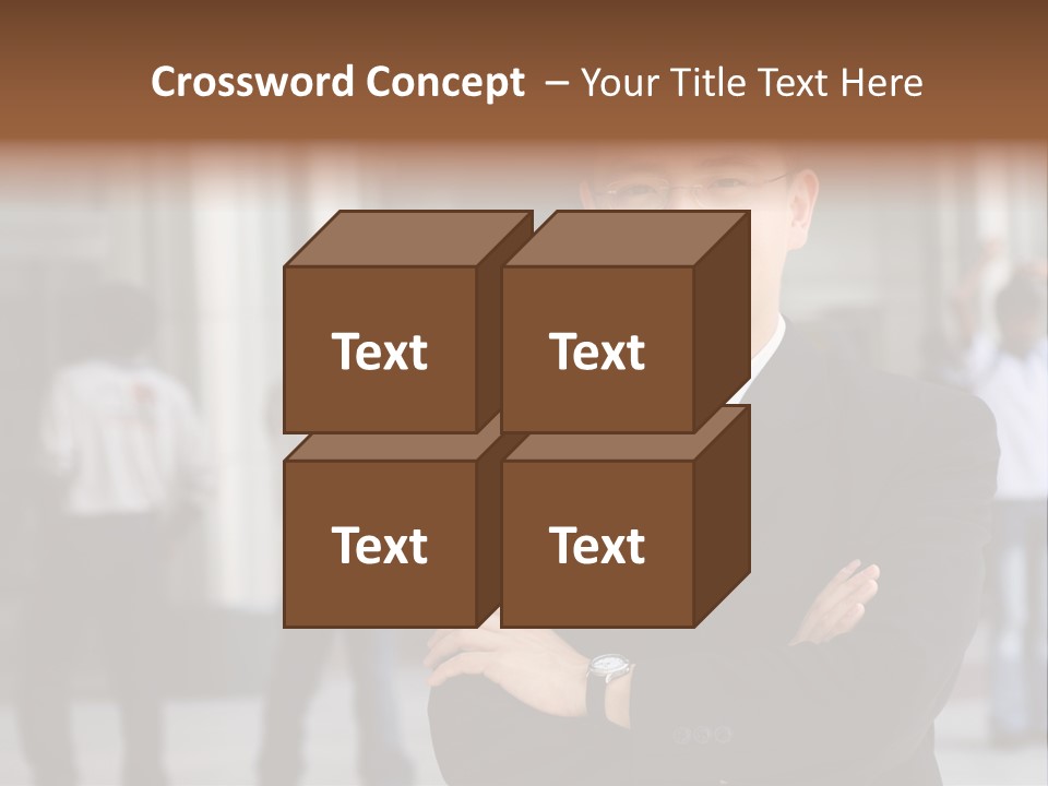 Good Looking Asian Business Man Standing With Arms Folded. PowerPoint Template