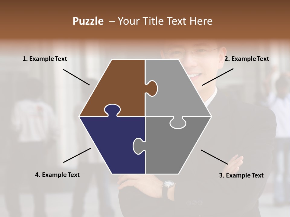 Good Looking Asian Business Man Standing With Arms Folded. PowerPoint Template