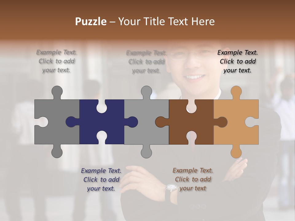 Good Looking Asian Business Man Standing With Arms Folded. PowerPoint Template