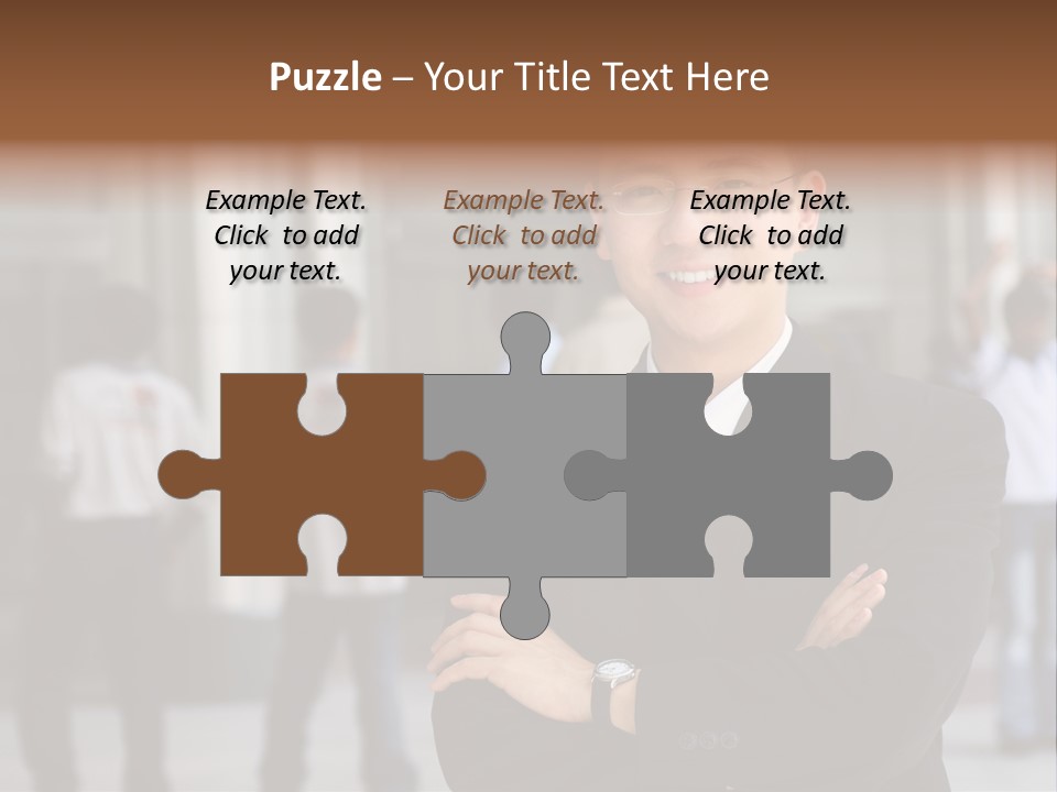 Good Looking Asian Business Man Standing With Arms Folded. PowerPoint Template