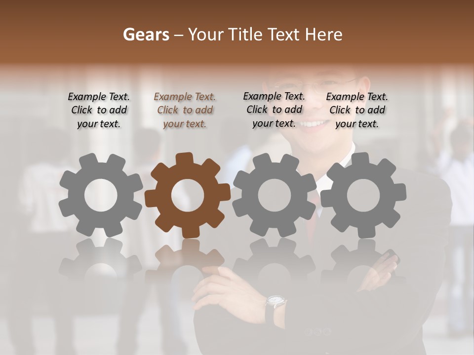 Good Looking Asian Business Man Standing With Arms Folded. PowerPoint Template