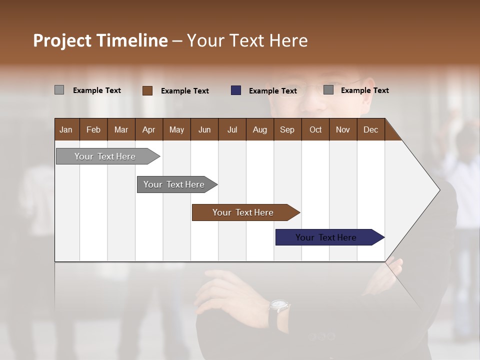 Good Looking Asian Business Man Standing With Arms Folded. PowerPoint Template