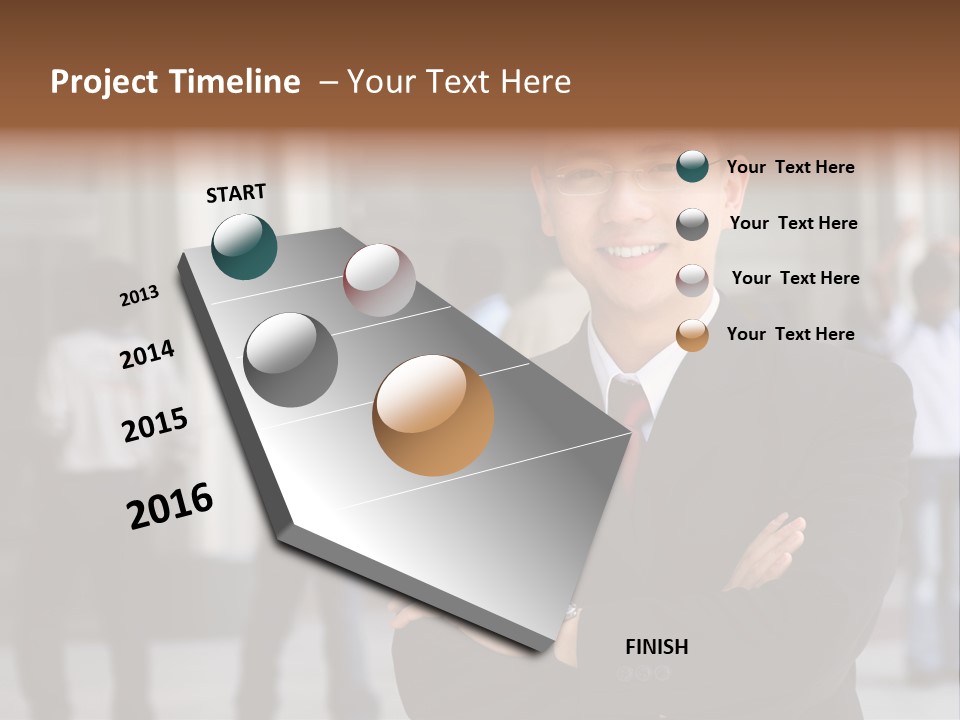 Good Looking Asian Business Man Standing With Arms Folded. PowerPoint Template